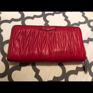 Coach accordion ruched pink wallet